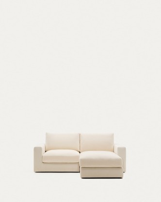 Sofá modular desenfundable Alea 3 plazas chenilla chaise longue derecho crudo 220 cm, Kave Home