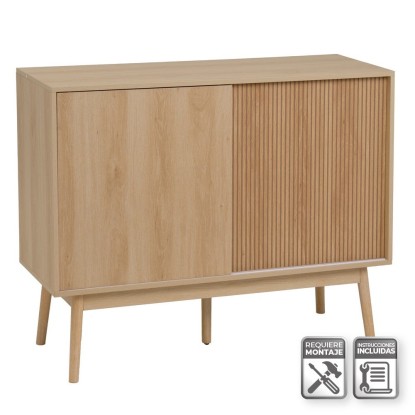 Aparador 2 puertas naroa pb natural 115 x 39,50 x 90 cm, Unimassa