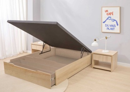 Canapé Abatible con zapatero Natural para colchón de 160x200, MARMOTA