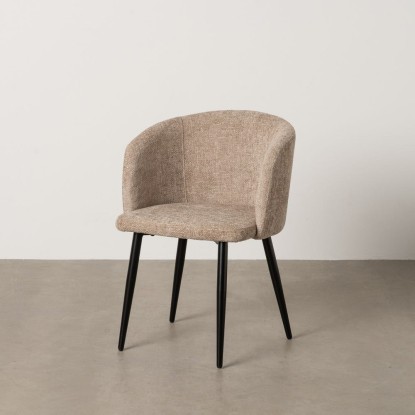 Silla beige tejido-metal salón 53 x 53 x 77 cm, Wood Nature