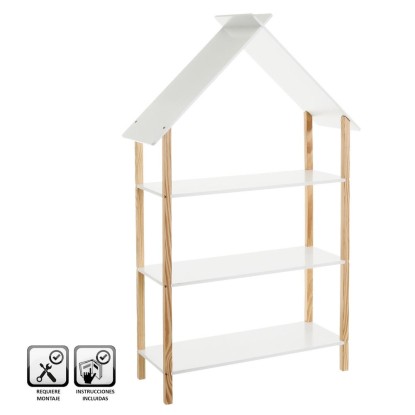Estantería 3 baldas mdf-pino blanco 79 x 30 x 131 cm, Unimassa
