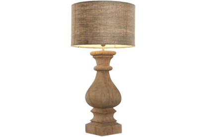 LAMPARA SOBREMESA MADERA YUTE 41X41X82 TALLADA, Wabitap