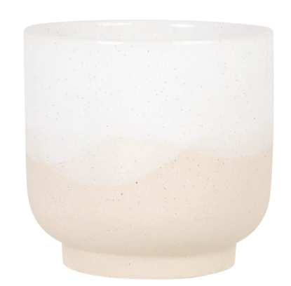 SOUHEL Macetero de terracota blanca y beige Alt.19, Maisons Du Monde