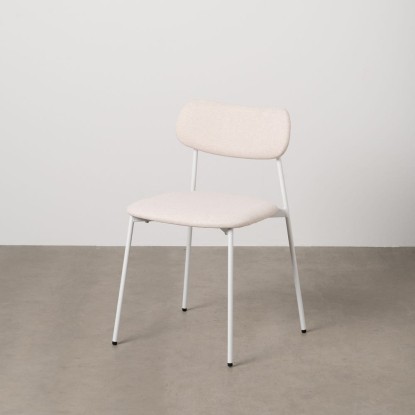 Silla crema tejido-metal contract 49 x 47 x 76 cm, Wood Nature