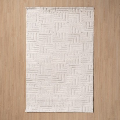 Alfombra geométrico crudo poliester 160 x 1,70 x 230 cm, Wood Nature