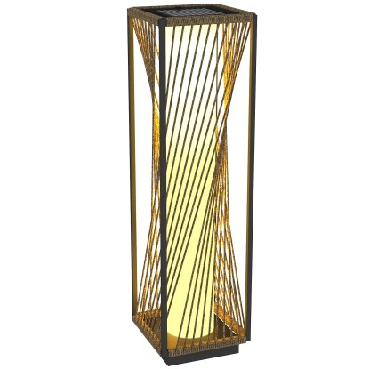 Lámpara de Jardín de Ratán Sintético con Luces LED Encendido y Apagado Automático Impermeable 22x22x77 cm Gris 5, Aosom