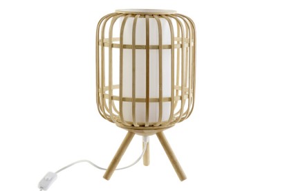 LAMPARA SOBREMESA BAMBU POLIESTER 22X22X37 NATURAL, Wabitap