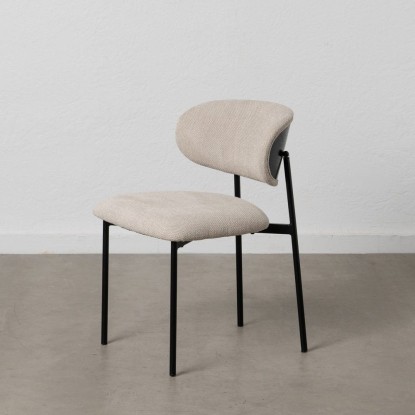 Silla negro-blanco tejido-metal salón 50 x 54 x 73,50 cm, Wood Nature