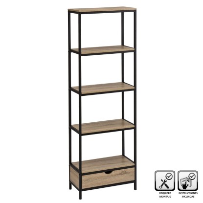 Estantería 4 baldas y 1 cajón pb-metal 60 x 30 x 180 cm, Unimassa