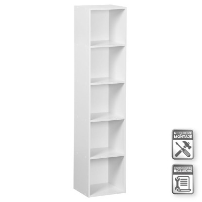 Estantería 5 baldas pb blanco 30 x 24 x 132 cm, Unimassa