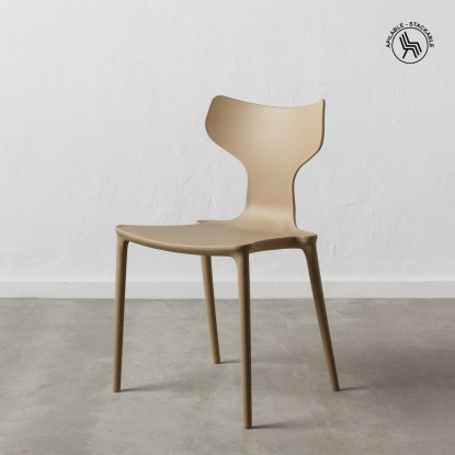 Silla beige polipropileno 47 x 41 x 83,50 cm, Wood Nature
