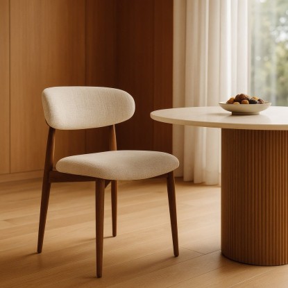Silla beige tejido-metal 53 x 51 x 76,50 cm, Wood Nature