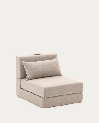 Puf cama convertible Arty beige 70 x 89 (200) cm, Kave Home