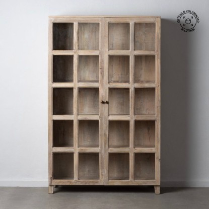 Vitrina blanco rozado madera de mango 115 x 40 x 194 cm, Wood Nature