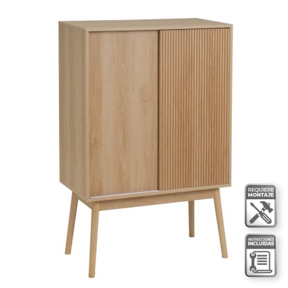 Mueble bar naroa pb natural 80 x 40 x 120 cm, Unimassa