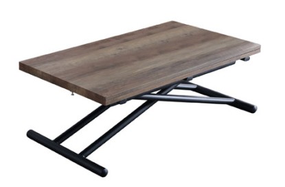 Mesa centro elevable y extensible up - down nogal / negro 100 x 50 cm , Adec Group