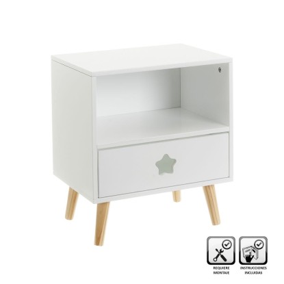 Mesita mdf-pino blanco 40 x 30 x 50 cm, Unimassa