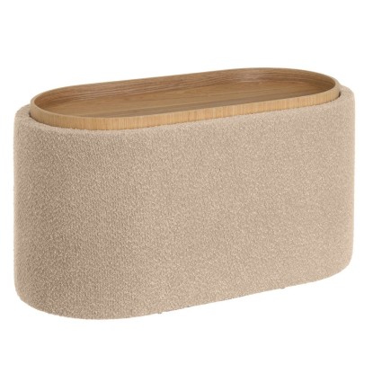 Puf arcón tejido-mdf beige 75 x 38 x 42 cm, Unimassa