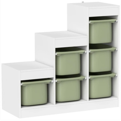 AIYAPLAY Mueble de almacenamiento para juguetes de niños con 6 contenedores extraíbles, 3 niveles de almacenamiento, 96 x 38,5 x 90, verde, Aosom