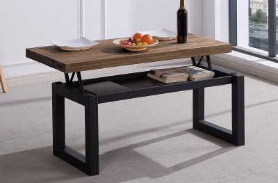 MESA CENTRO ELEVABLE LOFT 120 x 60 CM ROBLE AMERICAN / NEGRO., Adec Group