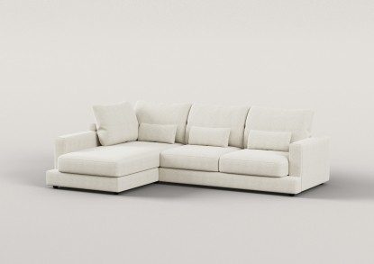 Peter – Sofá modular chaise longue izquierdo de 4 Plazas beige con tela easy clean, AQUINOS