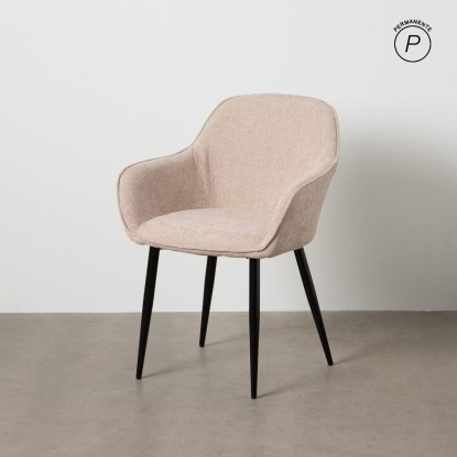 Silla beige tejido-metal contract 60 x 59 x 83 cm, Wood Nature
