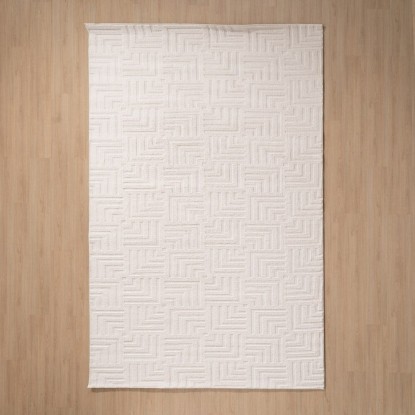 Alfombra geométrico crudo poliester 200 x 1,70 x 300 cm, Wood Nature