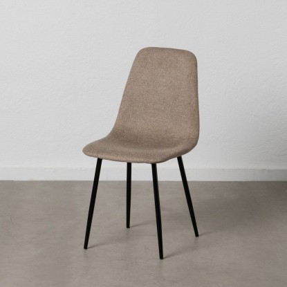 Silla taupe tejido-metal salón 43 x 52 x 87 cm, Wood Nature