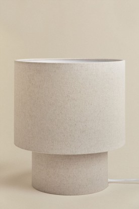 Gioura - Lámpara de mesa en lino y hierro Gioura - Beige Lino - 35cms, Sklum