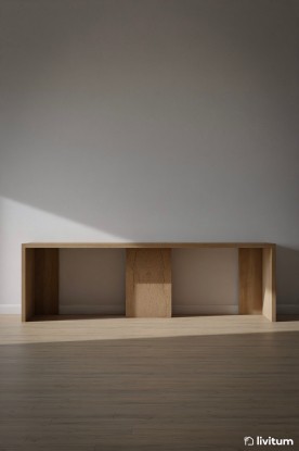 Mesa de estudio Kay custom pata central madera 250x60 teka, Baixmoduls