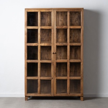 Vitrina natural madera de mango salón 120 x 40 x 194 cm, Wood Nature