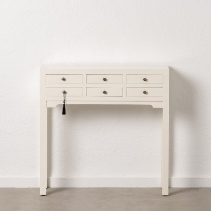 Consola blanco madera 85 x 26 x 85 cm, Wood Nature