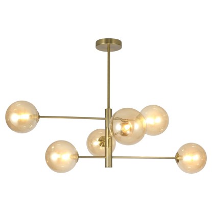 LAMPARA 6L.GALAXIA LATÓN AMBAR 6 X 28W G-9, AJP