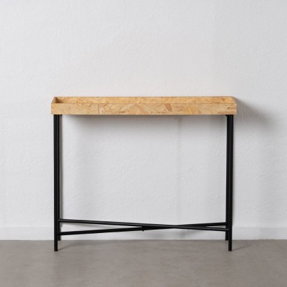 Consola natural-negro dm-metal entrada 98 x 32 x 80,50 cm, Wood Nature
