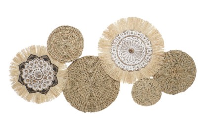 DECORACION PARED FIBRA METAL 127,6X7X66,7 NATURAL, Wabitap