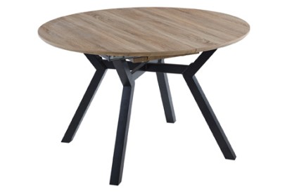 Mesa comedor redonda extensible delta 120 - 160 cm oak / negro, Adec Group