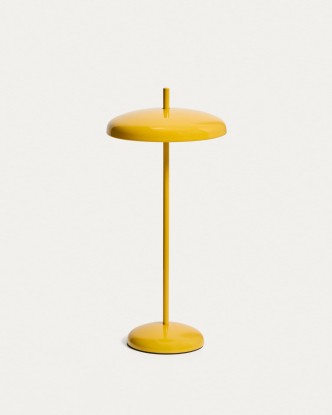 Lámpara de mesa portátil Porte de aluminio amarillo, Kave Home