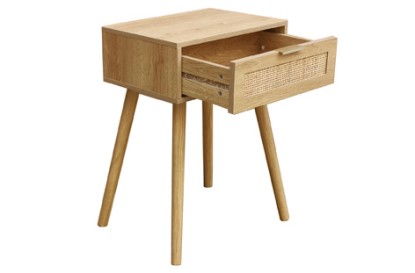 Mesilla de noche 40 x 30 cm freya pino / rattan, Adec Group