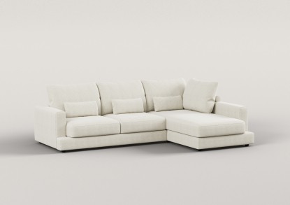 Peter – Sofá modular chaise longue derecho de 4 Plazas beige con tela easy clean, Luma Home