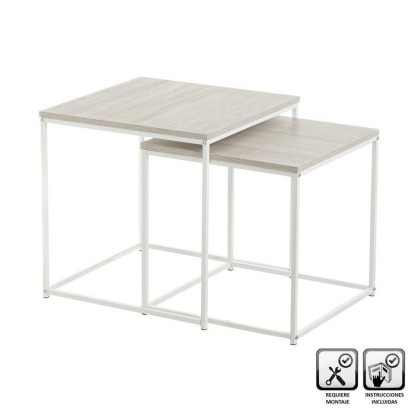 S/2 MESA PB-METAL BLANCO 50 X 50 X 50 CM, Unimassa