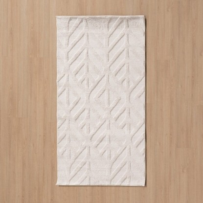 Alfombra geométrico crudo poliester 80 x 1,70 x 150 cm, Wood Nature