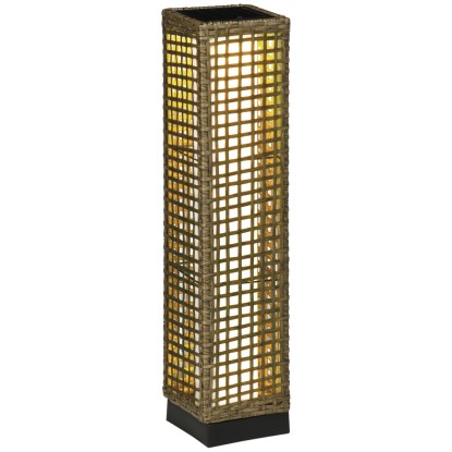 Lámpara Solar de Ratán Sintético con Luces LED Encendido/Apagado Automático para Exterior 15,5x15,5x69 cm Arena, Aosom