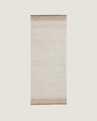 Alfombra pasillera Nifelia jacquard de lana beige 200 x 80 cm, Kave Home