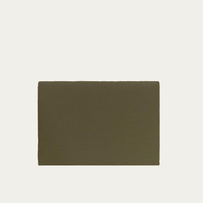 Nora - Cabecero tapizado desenfundable de lino verde de 160x110cm, Decowood