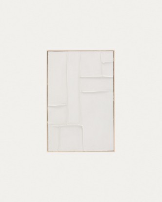 Cuadro Klis de lino con formas geométricas blanco 60 x 90 cm, Kave Home