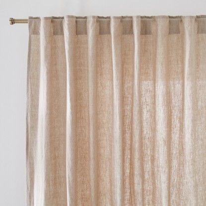 Cortina de lino lavado con acabado de trabillas ocultas Onega  NATURAL 260x135, La Redoute