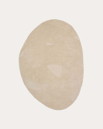 Alfombra Domm de lana beige 160 x 230 cm, Kave Home