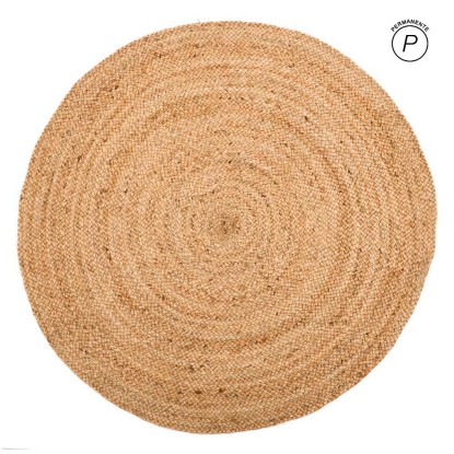 Alfombra natural yute decoración 120 x 120 x 1 cm, Wood Nature