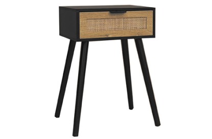 Mesilla de noche 40 x 30 cm 1 freya negro / rattan, Adec Group