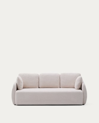 Sofá cama Laira 3 plazas de chenilla crudo 225 cm FSC Mix Credit, Kave Home